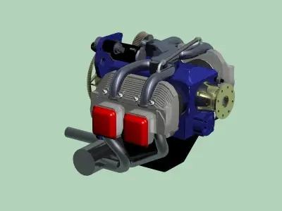 Boxer Flat-Four engine 3D model