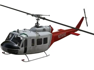 UH-1H Huey - Bell 204-5 Fire and Rescue Helicopter Low-poly 3D model