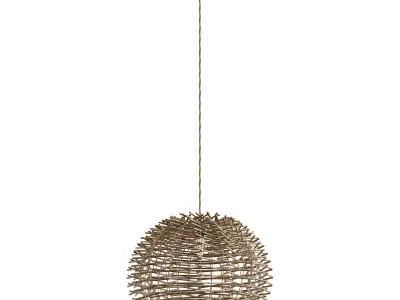 Bird Nest Rattan Lampshade Pendant Light 3D model