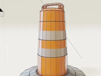 traffic Barrel Barricade with pbr textures Low-poly 3D model