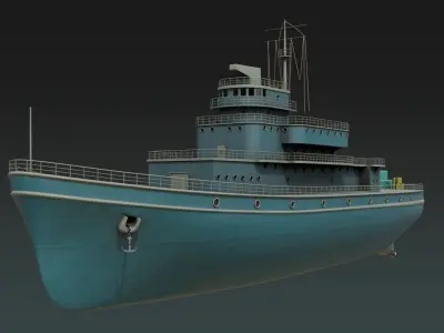 Historical Fleet Oilers and Replenishment Ship Low-poly 3D model