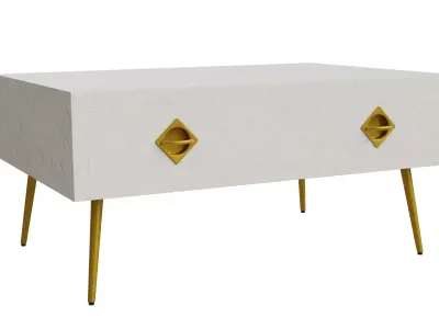 White Stripe Coffee Table Free low-poly 3D model