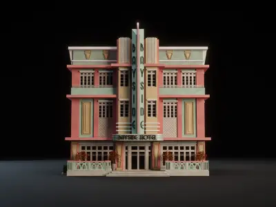 MIAMI VICE CITY ART DECO BUILDING 7 3D model