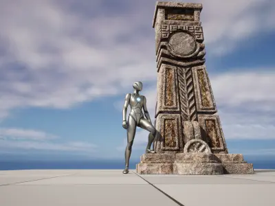 Ancient Mayan Pillar Low-poly 3D model