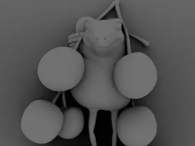 frog model holding fruit 3D model