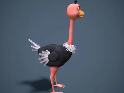 cartoon oistrich Low-poly 3D model