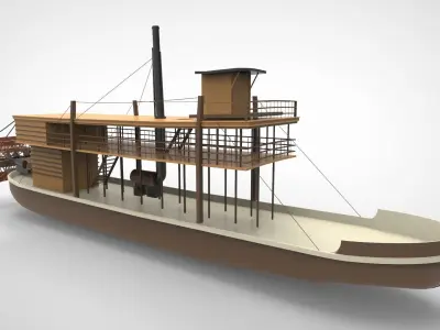Traditional paddle ships 3D model