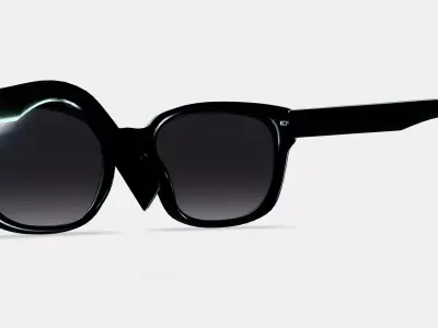 Aubrey Low Bridge Fit Sunglasses in Jet Black 3D model