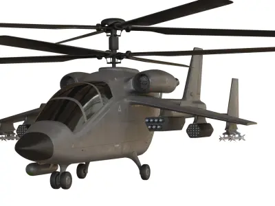 Attack helicopter grey paint dual rotor 3D model