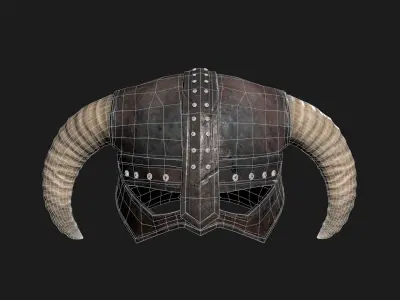 Skyrim Helmet PBR game asset 4K maps Free low-poly 3D model
