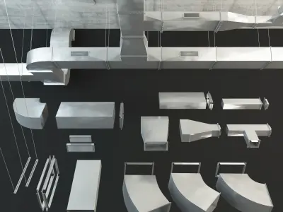 Interior air ducts modular system 3D model