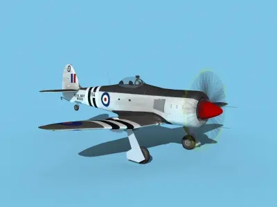Hawker Sea Fury MKII V05 RN 3D model