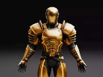 Gold Armored - Sci-Fi Character Low-poly 3D model