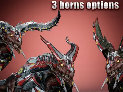 Cyborg Dragon Low-poly 3D model