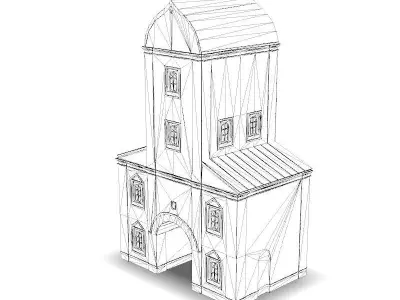 Water tower Low-poly 3D model