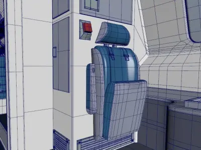 Cockpit interior of plane Low-poly 3D model