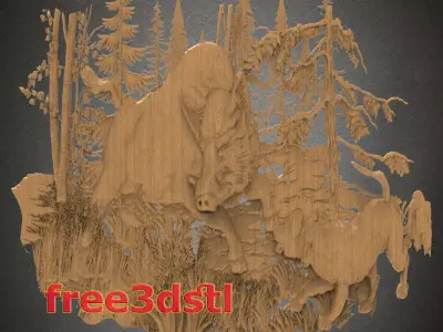 giant boar 3D STL Model for CNC Router Free 3D print model