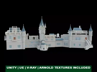 Castle GameReady With PBR Unity Unreal Engine Textures Included Low-poly 3D model