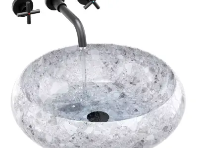 Ronda gray granite sink 3D model