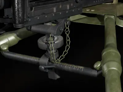 M2 Browning Heavy Machine Gun With Inner Parts Low-poly 3D model