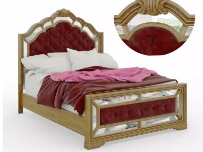 Birlanny Silver Queen Upholstered Panel Bed 3D model