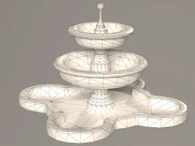 Ancient Big Concrete Fountain old water Low-poly 3D model