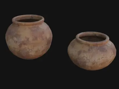 old Vases set 4 Low-poly 3D model