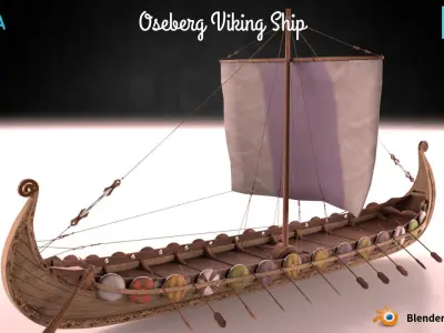 Oseberg Viking Ship Low-poly 3D model Low-poly 3D model