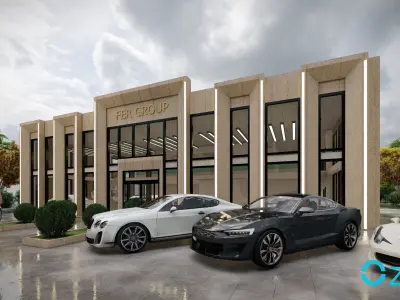 Modern Car Gallery  Office Building 3D model