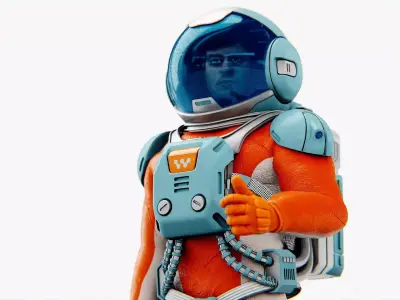 MARS COLONY ASTRONAUT V-2  RIGGED 3D model