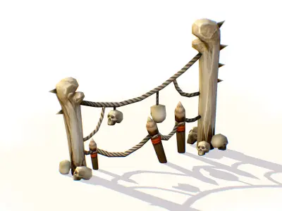 Handpaint Cartoon Bone Memorial Totem Symbol Low-poly 3D model