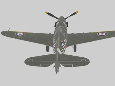 3D Britain Fully Rigged Wwii-Style Fighter Aircraft 3D model
