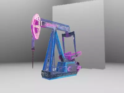 Cyberpunk Sci-Fi Oil Pumpjack - Futuristic Neon 3D Model Low-poly 3D model