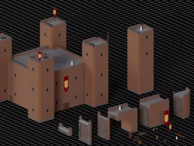 Low Poly Pixel Castle onstructor Free low-poly 3D model