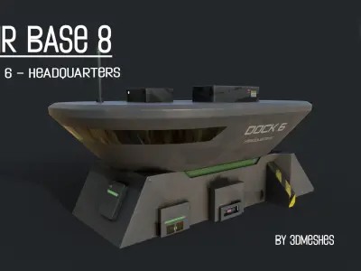 AIR BASE 8 - Dock 6 Headquarters - PBR lowploly Low-poly 3D model