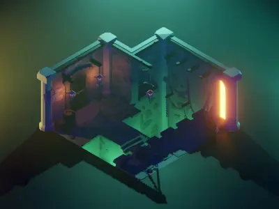 Dungeon 3d Model Render in blender Low-poly 3D model