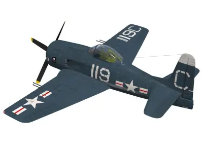 Grumman F8F F-2 Bearcat 3D model