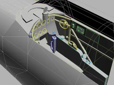 Cockpit Yakovlev Yak3 WWII Aircraft Low-poly 3D model