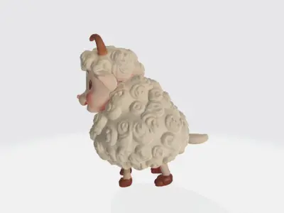 Cartoon sheep Low-poly 3D model
