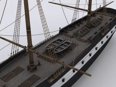 Sailboat brig Low-poly 3D model