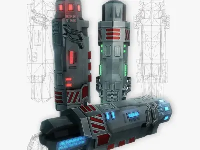 Munitions for a Sci-fi weapon Low-poly 3D model