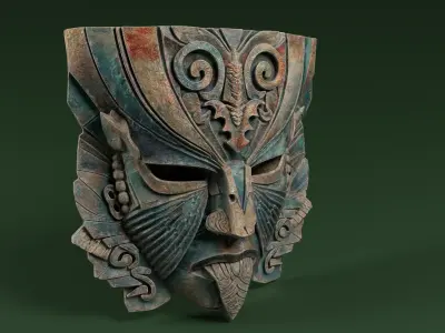 Maya Ceremonial Masks Pack D Low-poly 3D model