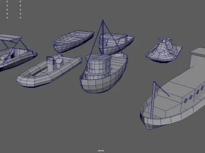 Low Poly Boats Pack 01 Low-poly 3D model