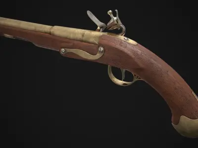 Flintlock Pistol Game Ready Low-poly 3D model