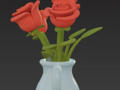 Vase with Roses 3D print model