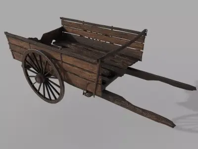 Old Cart Low-poly 3D model get