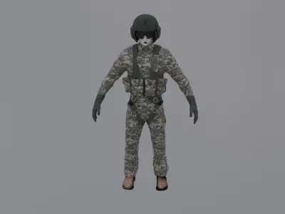 Black Hawk Helicopter Pilot Low-poly 3D model