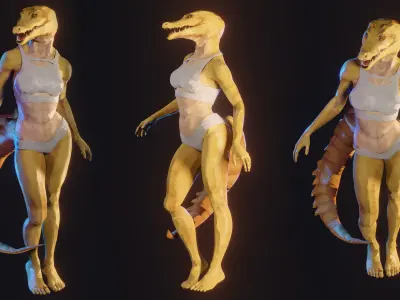 Amber Female Crocodile Base Mesh - COMMERCIAL LICENSE 3D model