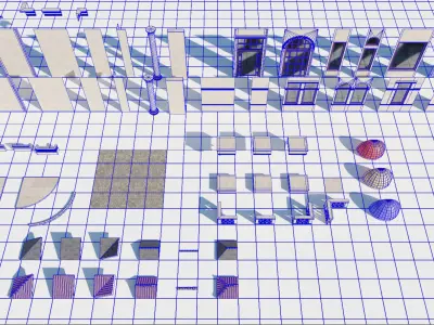 Neo-Classical Modular Building Kit  Low-poly 3D model