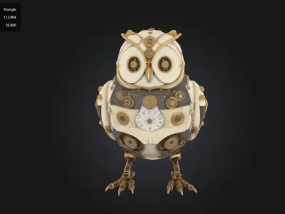 Steampunk Mechanical Owl 3D model